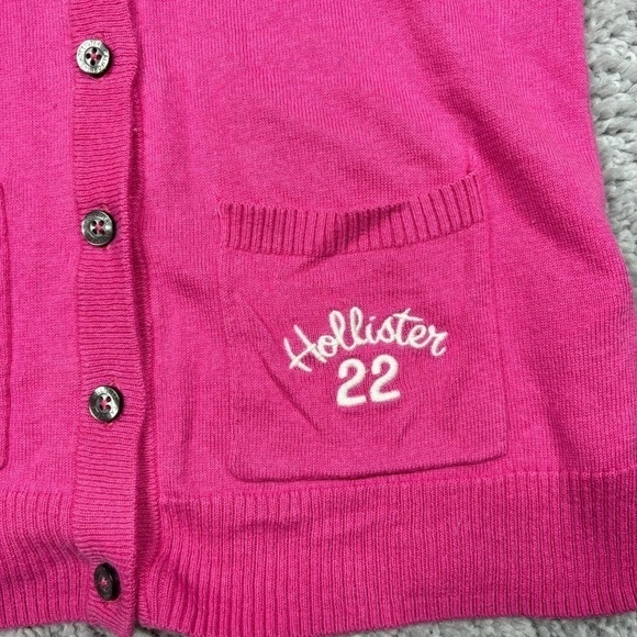Hollister Cardigan Womens Small Sweater Pockets Button Up Pink Academia Classic - Picture 1 of 4